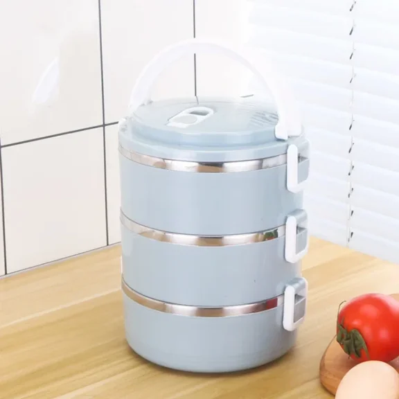 3 Layers Portable Stainless Steel Thermal Lunch Box Multi-Purpose Microwave Bento Box With Lids Leakproof Food Container Box