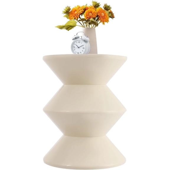 3 Layers Small Night Stand for Couch, Sofa, Modern Side Table Round End Table Sofa Stool Pedestal End Table for Living Room (White)
