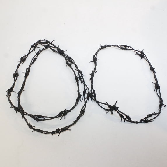 3 Leather Barbed Wire Necklaces Antique Black Colored   #5855