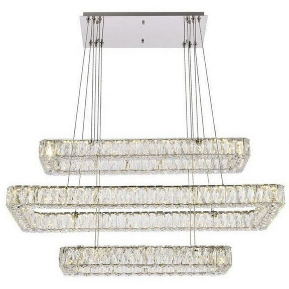 3 Led Rectangular Pendant in Modern Style-21 inches Tall and 18 inches Wide-Chrome Finish Bailey Street Home 390-Bel-5048056