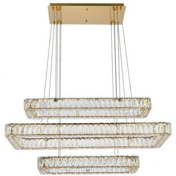 3 Led Rectangular Pendant in Modern Style-21 inches Tall and 18 inches Wide-Gold Finish Bailey Street Home 390-Bel-5048057