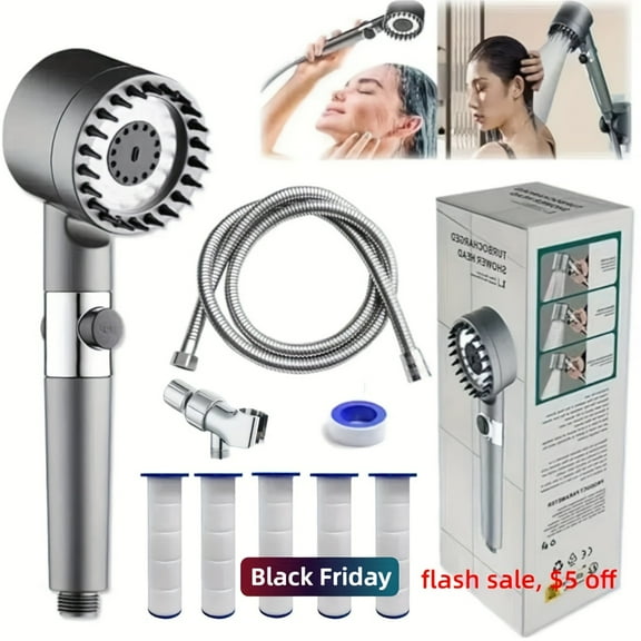 3-Level Adjustable Shower Head with Filter - High Pressure Rain & Handheld Combo, 59" Hose, 5 Filters | Wall Mounted, Leakproof, 3 Spray Settings (Ideal for Couples)