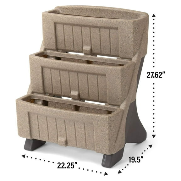 3-Level Multi Tiered Planter Larger Planter Boxes for Indoor and Outdoor Garden Beds, Natural Stone Color,