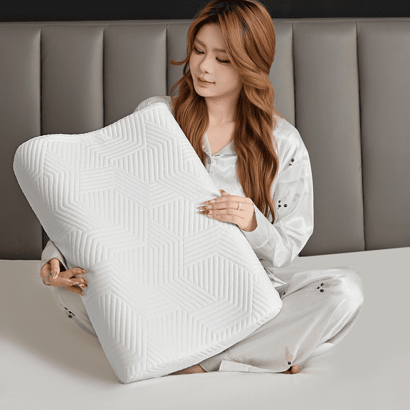 3-Level Orthopedic Memory Foam Pillow for Neck Support - Adjustable Cervical Contour Pillow (14"x24")