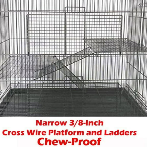 3-Levels Easy Portable Collapsible Ferret Chinchilla Sugar Glider Rats Mouse Animal Critter Chew-Proof Metal Carrier Travel Cage with Narrow 3/8-Inch Bar Spacing Easy to Setup No Tools Needed