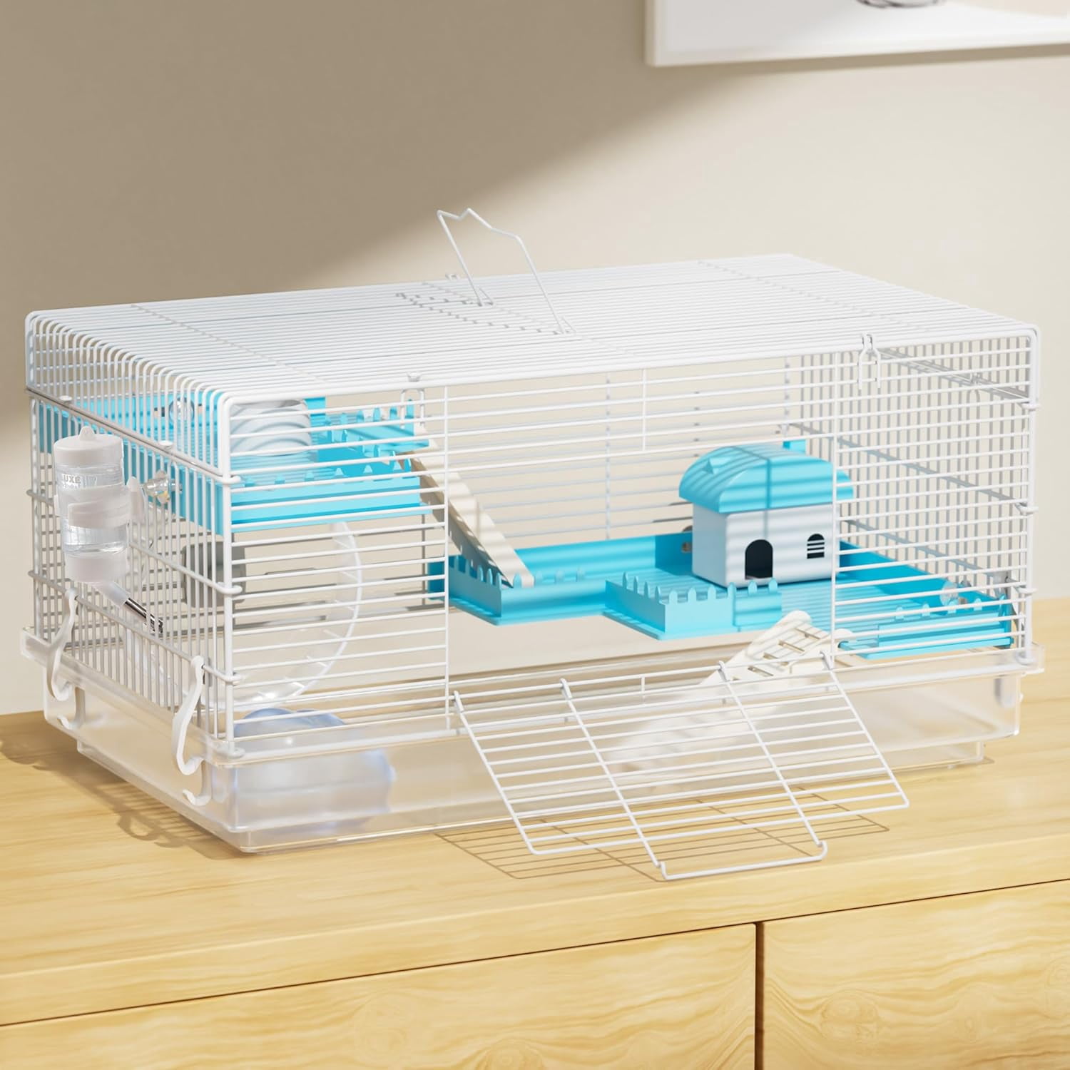 3 Levels Small Hamster Cage with Accessories, 8-in-1 Small Animal House for Dwarf Hamsters, Mice, Gerbils (18.5"x11.8"x11.8")