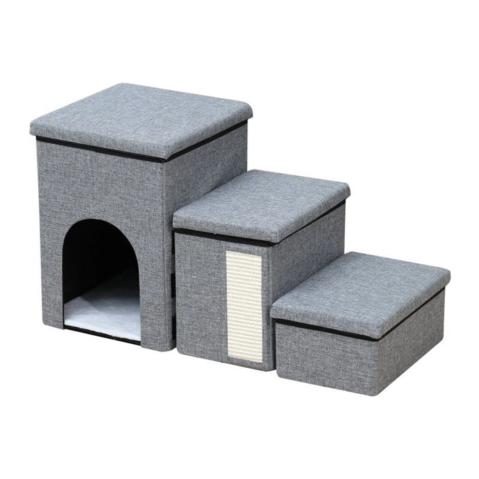 3 Levels Step Pet Climbing Ramps Ladder Foldable Stairway Step Pets ...