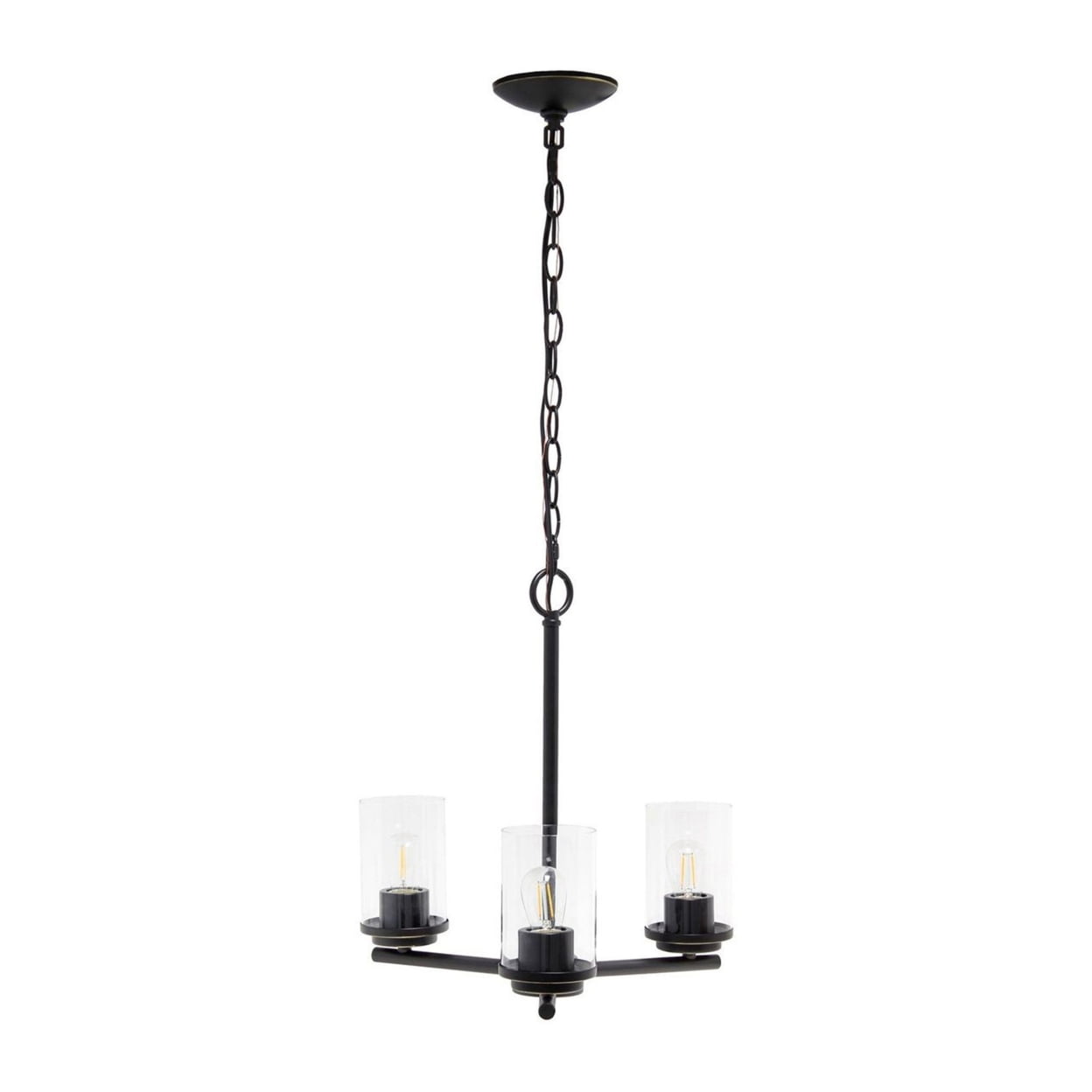 Restoration Bronze 3-Light 15" Classic Pendant Chandelier with Clear Glass