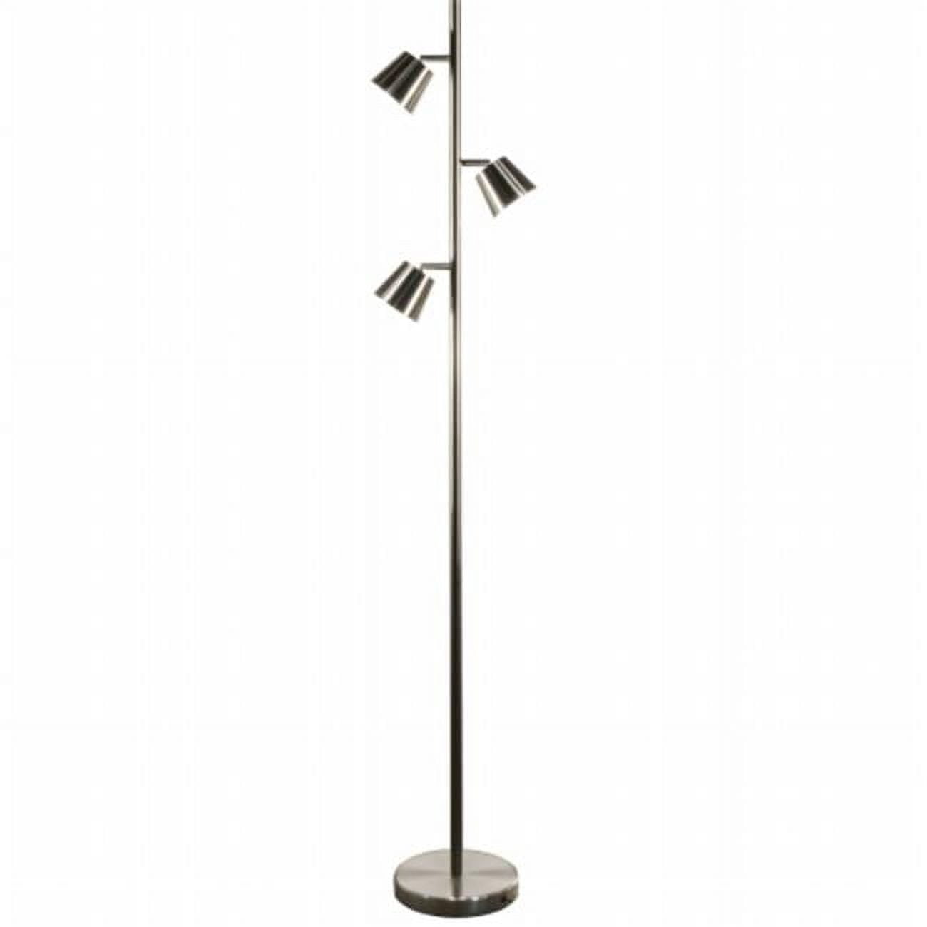3 Light 15W LED Floor Lamp, Satin Chrome