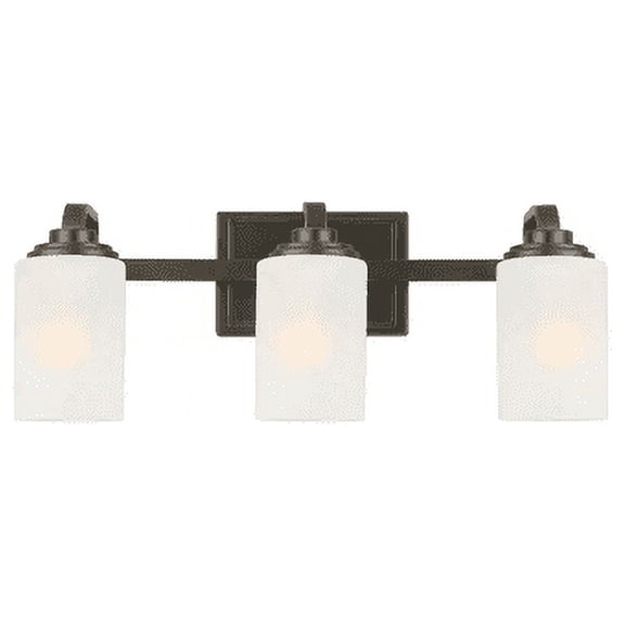 3-Light 21 in. Oil-Rubbed Bronze Contemporary Bathroom Vanity Light with Frosted Patterned Glass Shade