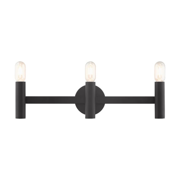 3 Light Ada Bathroom Light in Mid Century Modern Style 23.5 inches Wide By 9.25 inches High-Black Finish Bailey Street Home 218-Bel-4362925