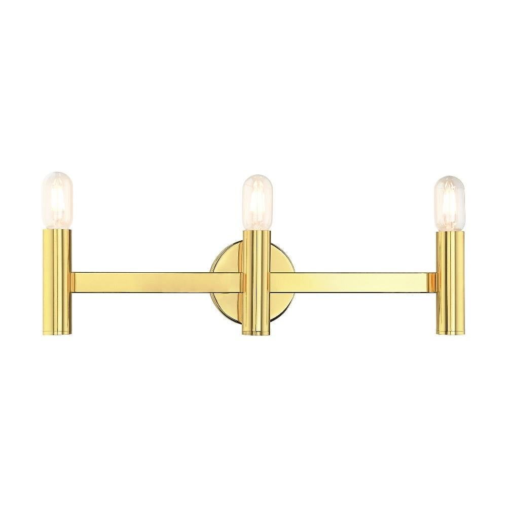 Polished Brass 3-Light Vanity with Steel Frame