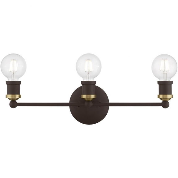 3 Light Ada Bathroom Light in Transitional Style-5.13 inches Tall and 20.25 inches Wide-Bronze/Antique Brass Finish Bailey Street Home 218-Bel-4821230