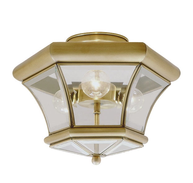 3 Light Antique Brass Ceiling Light fixture with Hand crafted Solid Brass base material