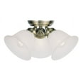 thumbnail image 1 of 3 Light Antique Brass Ceiling Light fixture with White Alabaster Glass Shade, 1 of 5
