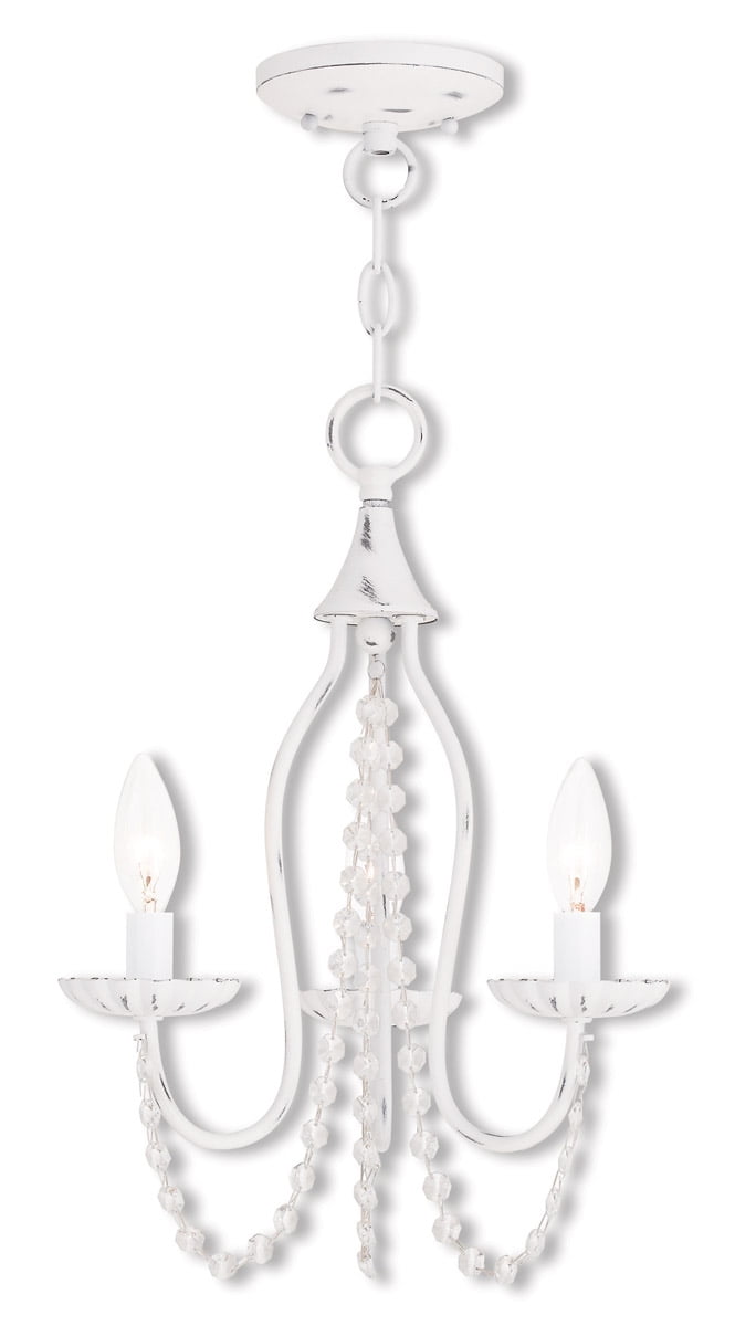 3 Light Antique White Mini Chandelier with Steel base material