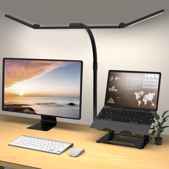3 Light Bar Gooseneck Architect Desk Lamp with Clamp, 24W Bright Led Tall Overhead for Home Office,Eye Care Reading Table Desktop Working,Drafting,Reading