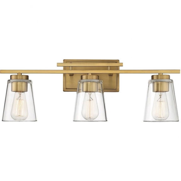 3 Light Bath Bar-Contemporary Style with Modern and Bohemian Inspirations-8.75 inches Tall By 24 inches Wide-Warm Brass Finish Bailey Street Home