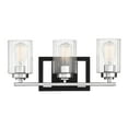 thumbnail image 1 of Redmond 3-Light Bathroom Vanity Light in Matte Black with Polished Chrome Accents, 1 of 6