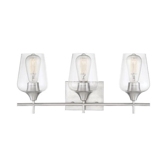 3 Light Bath Bar-Transitional Style with Contemporary and Bohemian Inspirations-9 inches Tall By 21 inches Wide-Satin Nickel Finish Bailey Street Home