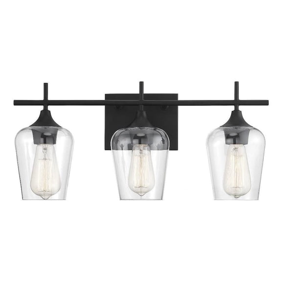 3 Light Bath Bar-Transitional Style with Contemporary and Bohemian Inspirations-9 inches Tall By 21 inches Wide-Black Finish Bailey Street Home