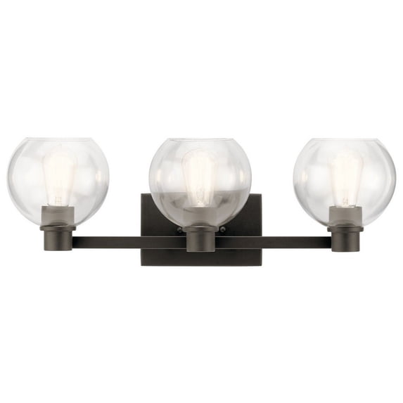 3 Light Bath Vanity Approved For Damp Locations With Transitional Inspirations 8.25 Inches Tall By 24.5 Inches Wide-Olde Bronze Finish Kichler