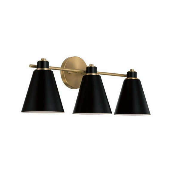 3 Light Bath Vanity In Minimalist Style-9 Inches Tall And 24 Inches Wide-Aged Brass, Black Finish Capital Lighting 150131Ab