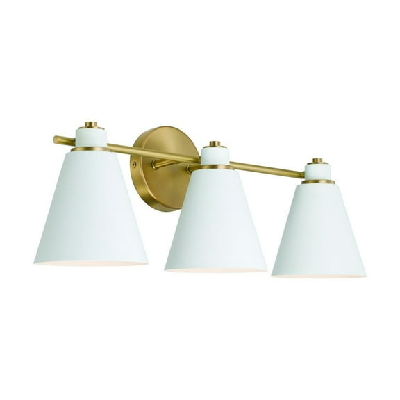 3 Light Bath Vanity In Minimalist Style-9 Inches Tall And 24 Inches Wide-Aged Brass/White Finish Capital Lighting 150131Aw
