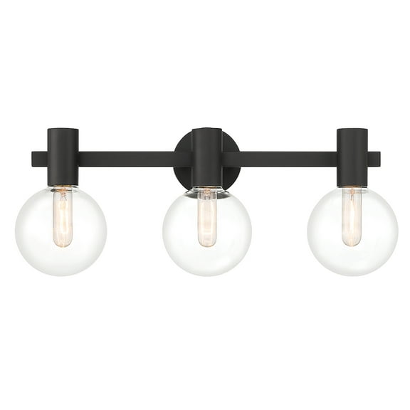 Matte Black Three Light Bathroom Vanity from the Wright Collection