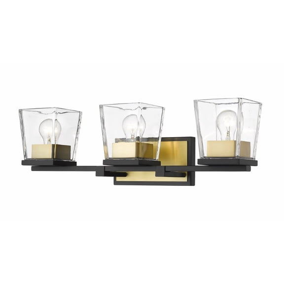 Z-Lite Bleeker Street 3 Light Clear Glass Vanity Light in Black and Olde Brass