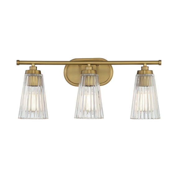 Chantilly 3-Light Bathroom Vanity Light in Warm Brass