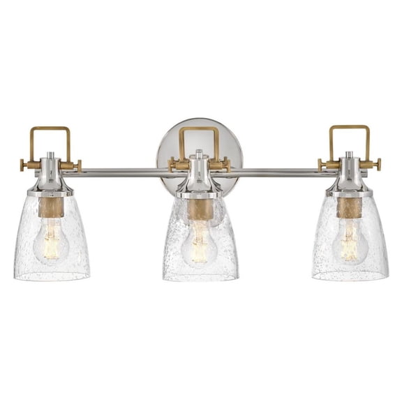 Easton 3 - Light Polished Nickel And Heritage Brass Contrastingfinishes Farmhouse / Industrial Incandescent Steel