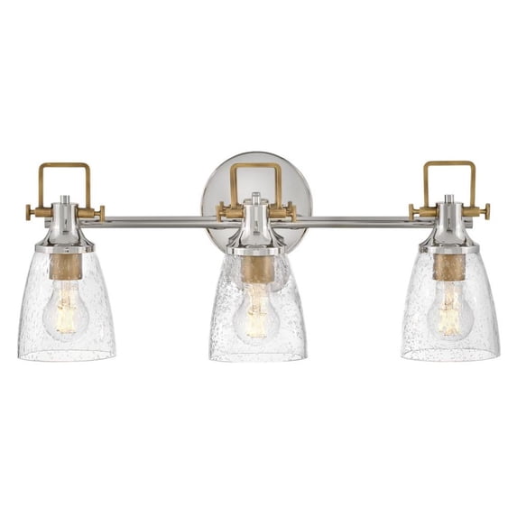 Easton 3 - Light Polished Nickel And Heritage Brass Contrastingfinishes Farmhouse / Industrial Incandescent Steel