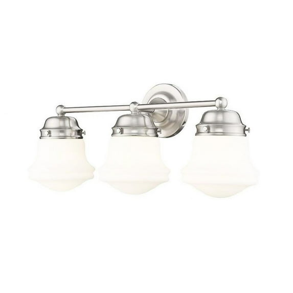 3 Light Bath Vanity in Industrial Style-9.5 inches Tall and 7.75 inches Wide-Brushed Nickel Finish Bailey Street Home 372-Bel-5172215