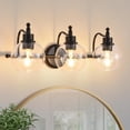 thumbnail image 1 of 3 Light Bathroom Light Fixture over Mirror with Clear Glass Shade, Modern Vanity Light, Brushed gold luminaire for Bedroom, Bathroom, Living Room(E26 Base), 1 of 9