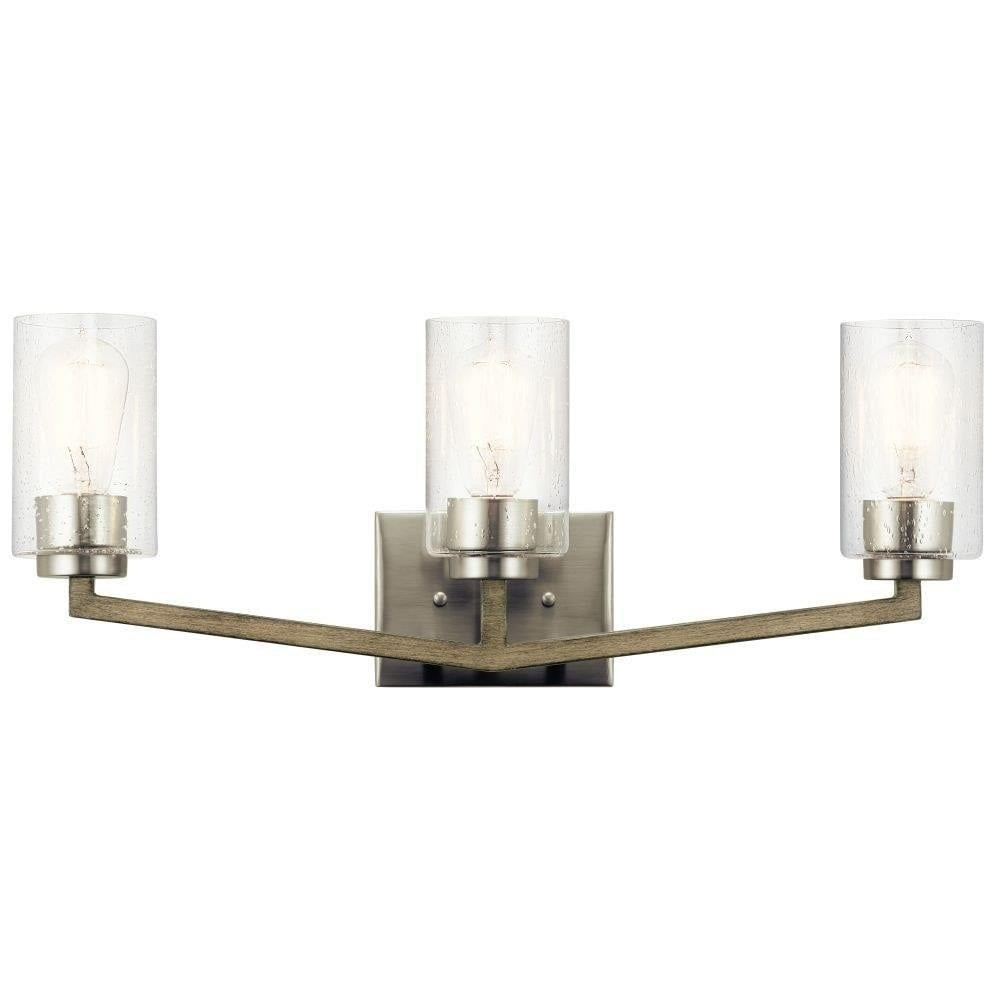 -3 Light Bathroom Light Fixture Damp Location Rated with Lodge/Country/Rustic Style-9.25 inches Tall By 24 inches Wide Bailey Street Home