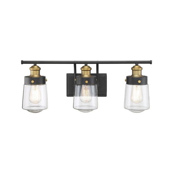 3 Light Bathroom Light Fixture-Industrial Style with Farmhouse and Rustic Inspirations-9.75 inches Tall By 24 inches Wide Bailey Street Home