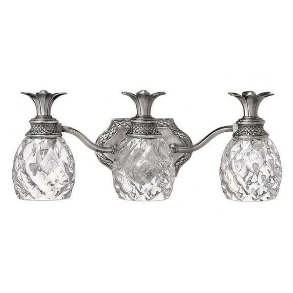 3 Light Bathroom Light Fixture in Traditional-Glam Style 21 inches Wide By 8.5 inches High-Polished Antique Nickel Finish Bailey Street Home
