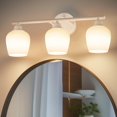 thumbnail image 1 of ONEWISH 3-Light White Vanity Light with Opal White Glass Shades, 1 of 7