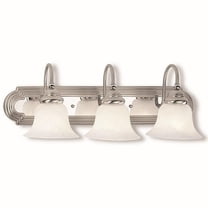 Quorum Powell 2-Light Bathroom Vanity Light In Classic Nickel - Transitional Style, Damp Rated
