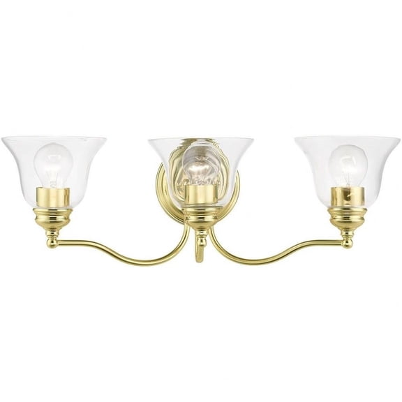 3 Light Bathroom Light in Transitional Style-7.5 inches Tall and 24 inches Wide-Polished Brass Finish Bailey Street Home 218-Bel-4821557