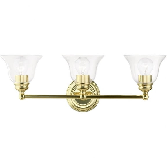 3 Light Bathroom Light in Transitional Style-8.75 inches Tall and 24 inches Wide-Polished Brass Finish Bailey Street Home 218-Bel-4821561