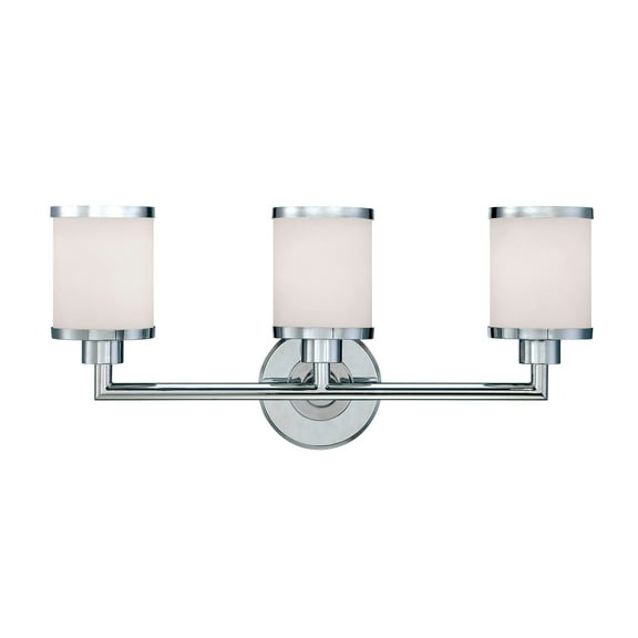 3 Light Bathroom Vanity Fixture in Chrome with Frosted Glass Shades