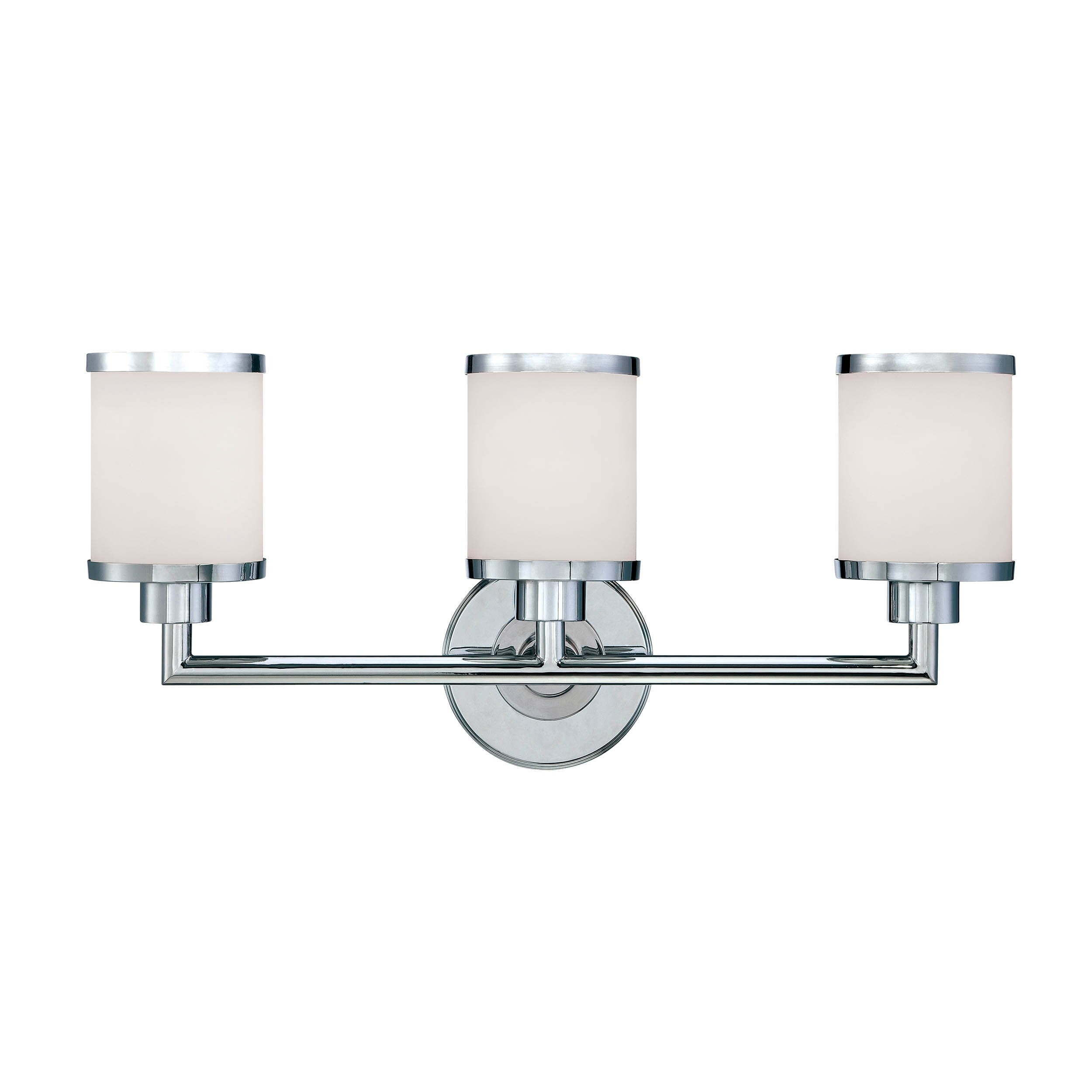 3 Light Bathroom Vanity Fixture in Chrome with Frosted Glass Shades ...