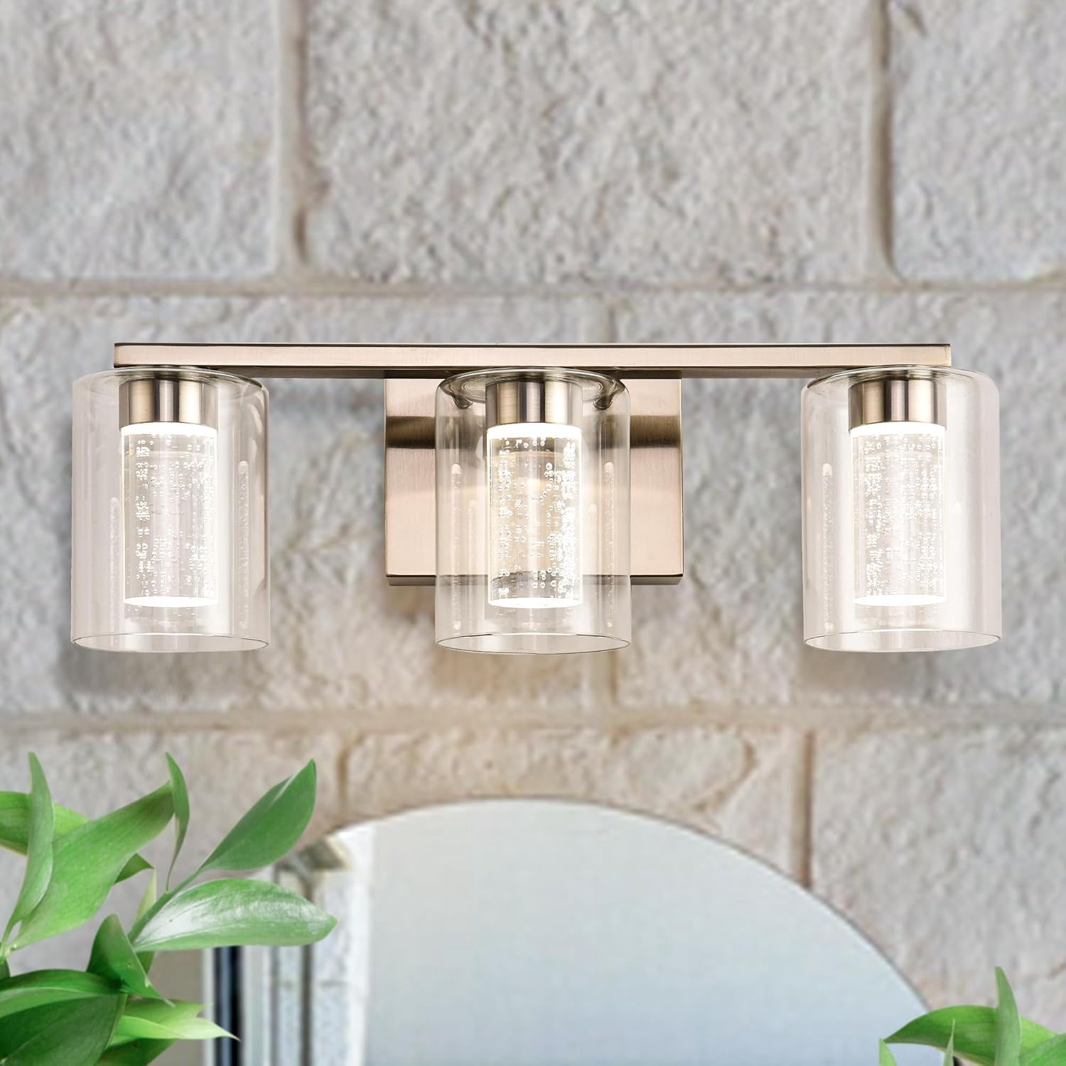 3 Light Bathroom Vanity Light Fixtures,Brushed Nickel Vanity Lights for ...