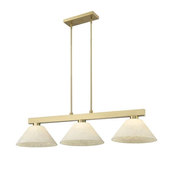 3 Light Billiard-10.5 inches Tall and 14.25 inches Wide-White Linen Glass Color Bailey Street Home 372-Bel-5172006