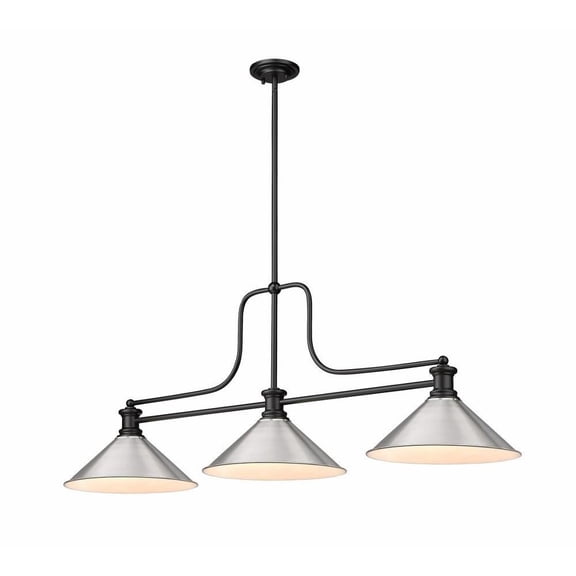 3 Light Billiard-21 inches Tall and 15 inches Wide-Brushed Nickel Shade Color Bailey Street Home 372-Bel-4962081