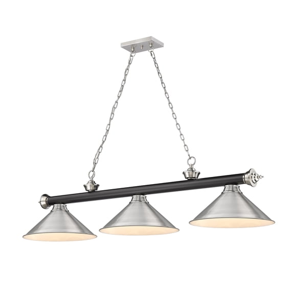 2306-3MB-BN-BN15-Z-Lite-Cordon - 3 Light Billiard In Traditional and Classical Style-14 Inches Tall and 14 Inches Wide