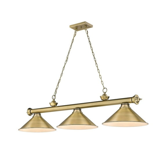Z-Lite Cordon 3 Light Billiard, Steel Frame, Rubbed Brass Shade Color