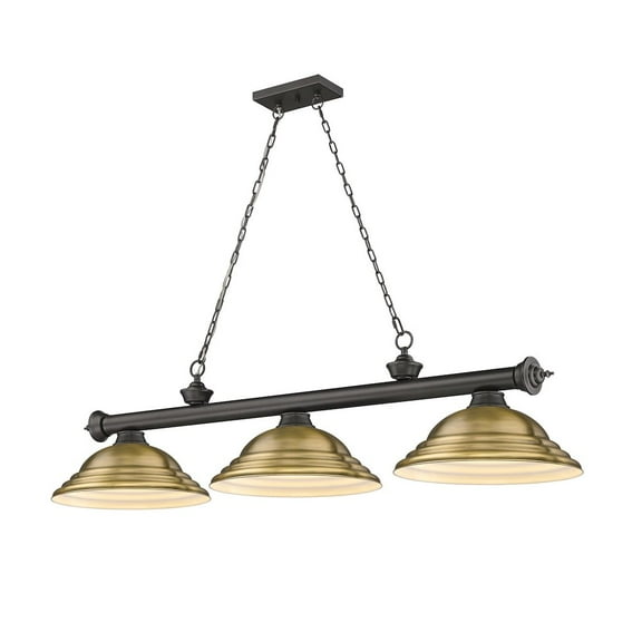 Z-Lite Cordon 3 Light Billiard, Steel Frame, Rubbed Brass Shade Color